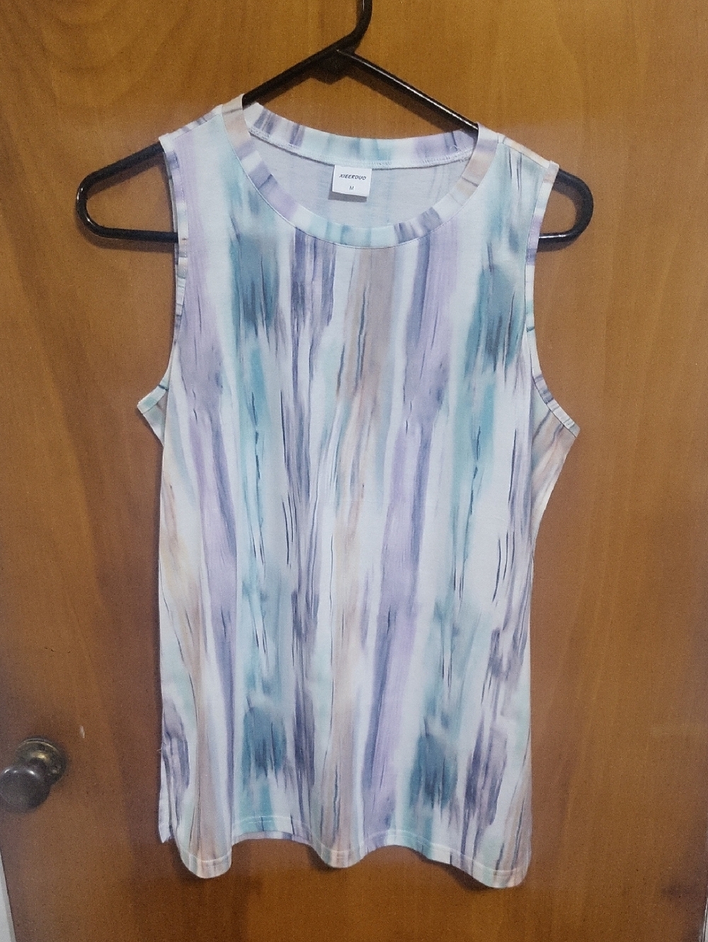Womens Medium Sleeveless Tie-Dye Stripe Tank Top